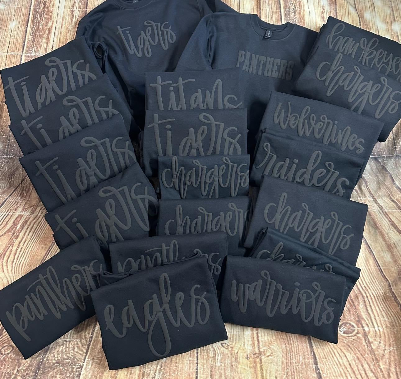 Black on Black Cursive Mascot