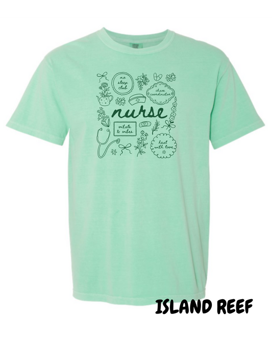 Cottagecore Floral Nurse T-Shirt