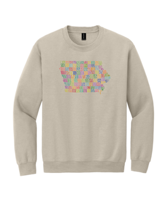 Iowa Counties- Sand Gildan Sweatshirt