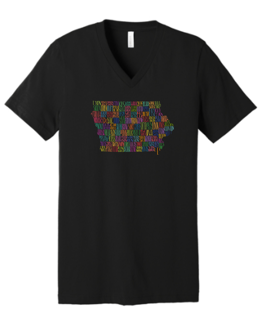 Iowa Counties- Bella Canvas- V Neck- Black