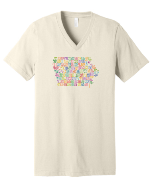 Iowa Counties- Bella Canvas- V Neck- Natural