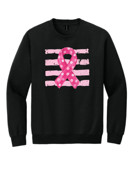 Breast Cancer Awareness Ribbon Stripes- Sweatshirt