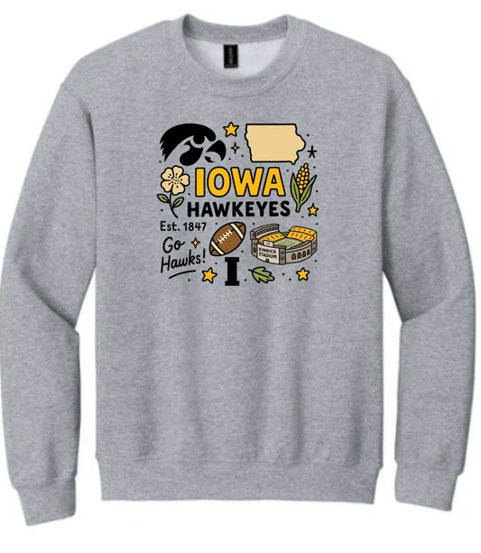 Iowa Collage Crewneck Sweatshirt
