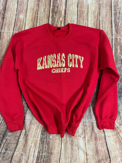 Metallic Gold Puff Sweatshirt Chiefs