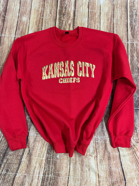 Metallic Gold Puff Sweatshirt Chiefs
