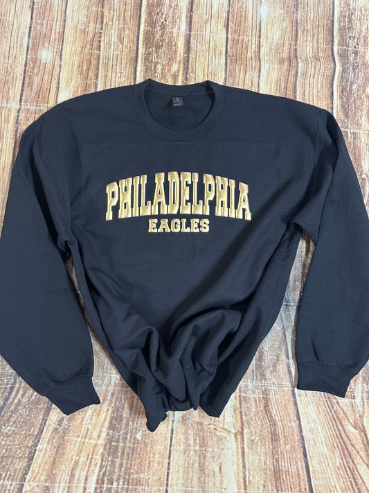 Metallic Gold Puff Sweatshirt Eagles