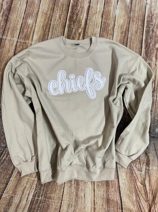 Simple Chiefs Puff with Glitter Outline