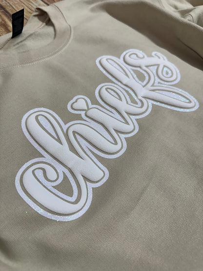 Simple Chiefs Puff with Glitter Outline