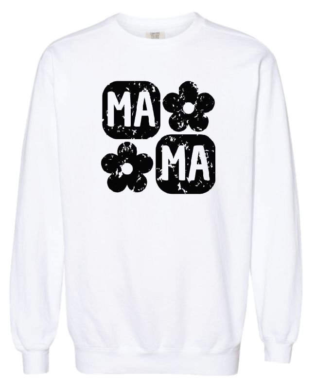 Retro Flower Mama Sweatshirt- Black