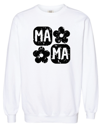 Retro Flower Mama Sweatshirt- Black