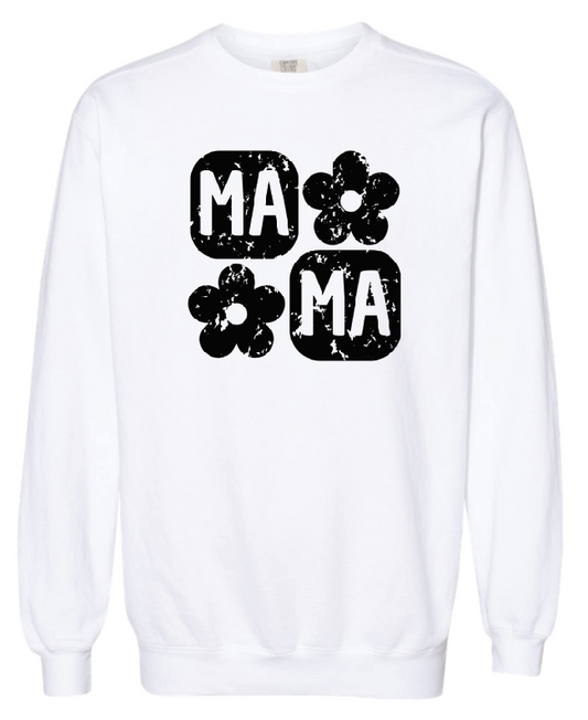 Retro Flower Mama Sweatshirt- Black