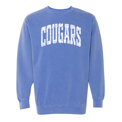 Distressed Cougars Comfort Comfort Colors Sweatshirt