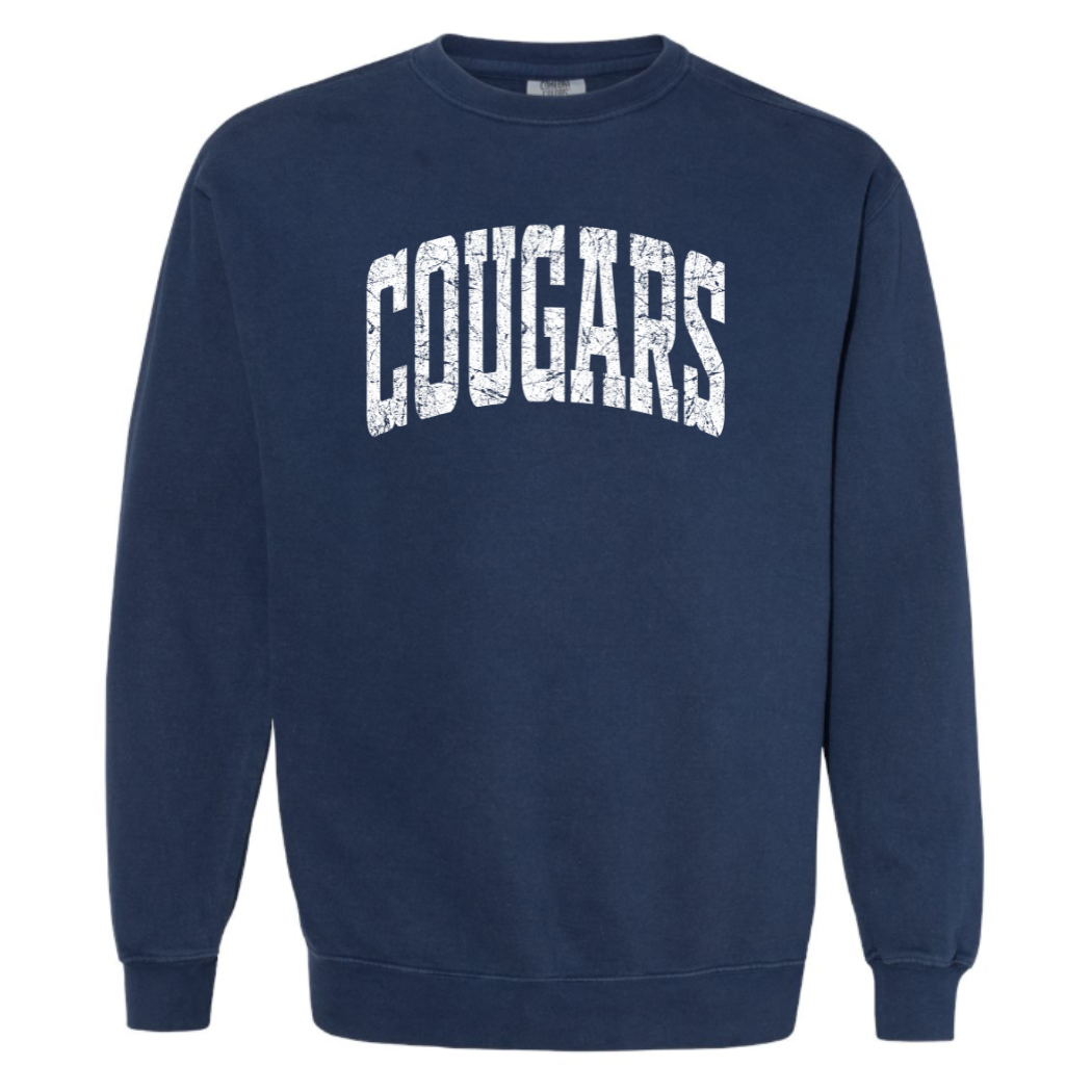 Distressed Cougars Comfort Comfort Colors Sweatshirt