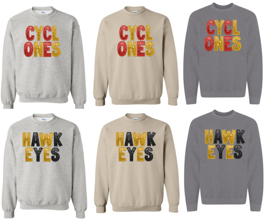 Team Faux Glitter/Embrodery Sweatshirts!