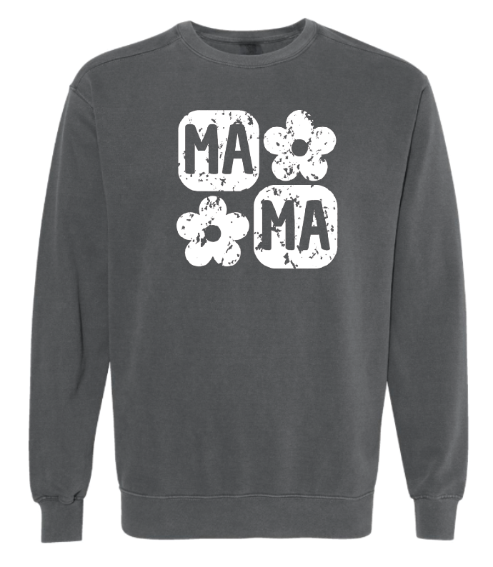 Retro Flower Mama Sweatshirt- White