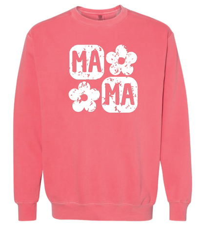 Retro Flower Mama Sweatshirt- White